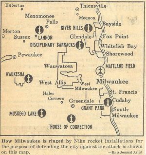 Map of Milwaukee air defenses during the Cold War.