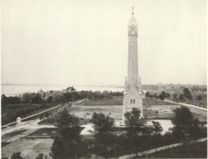 Image featuring the North Point Water Tower as seen from St. Mary's Hospital, circa 1885.