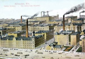 Postcard featuring the Schlitz Brewing company plant. 