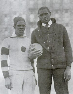 Photograph of Fritz Pollard, left, and Paul Robeson, right, taken in 1918. Both men played for the Milwaukee Badgers in the 1920s. 