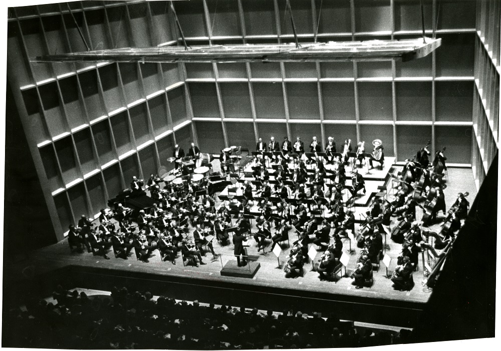 The Milwaukee Symphony Orchestra performs inside Uihlein Hall in September, 1969.