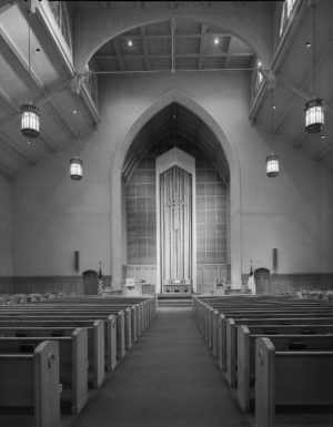 Interior photograph of the Immanuel Presbyterian Church located on North Astor Street. 