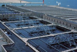 1982 photograph of the wastewater treatment plant located on Jones Island that originally opened in 1925. 