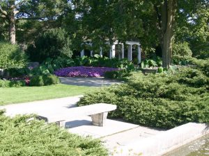 Photograph of summer greenery and flowers in the Boerner Botanical Gardens.