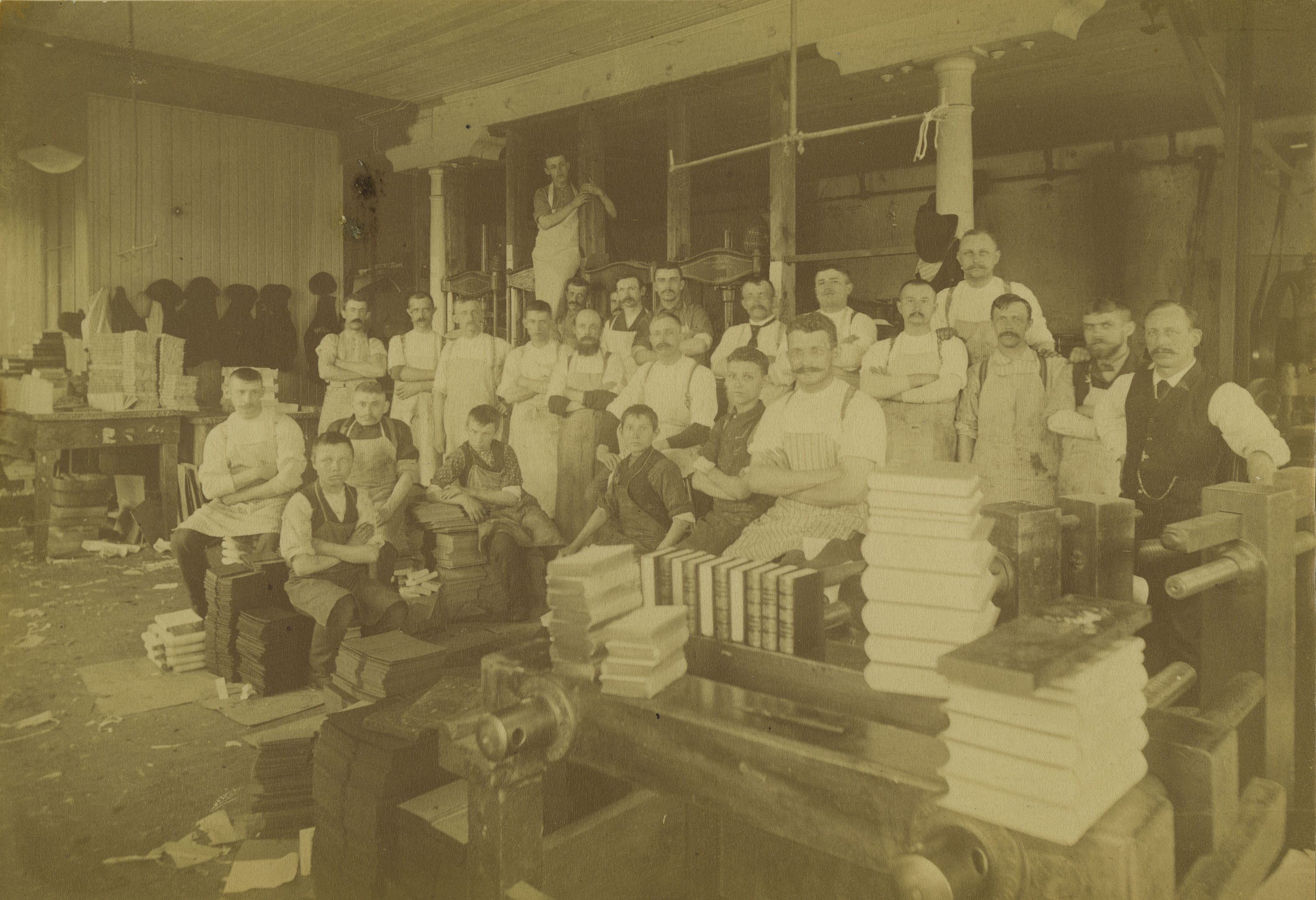 The employees of the prominent Brumder Publishing Company pose for a photograph in 1890. 