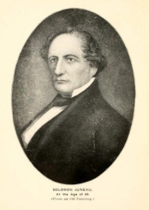 Portrait of Milwaukee founder Solomon Juneau at age 60, originally from an oil painting. 