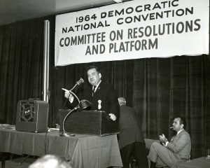 Representative Zablocki addresses the Committee on Resolutions and Platform at the 1964 Democratic National Convention in Chicago. 