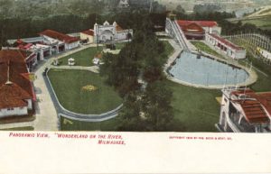 Postcard from 1906 featuring a panoramic view of the amusement park once located on the Milwaukee River in present-day Shorewood.