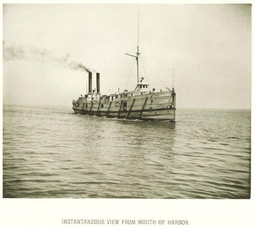 Photograph of a Union Steamboat Company vessel in Milwaukee Harbor, circa 1885. 